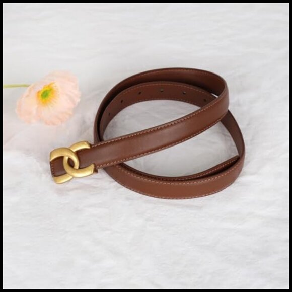 Leather Belt Classic Gold Buckle Adjustable Fashion Waist Belt for Jeans Dresses main image 5
